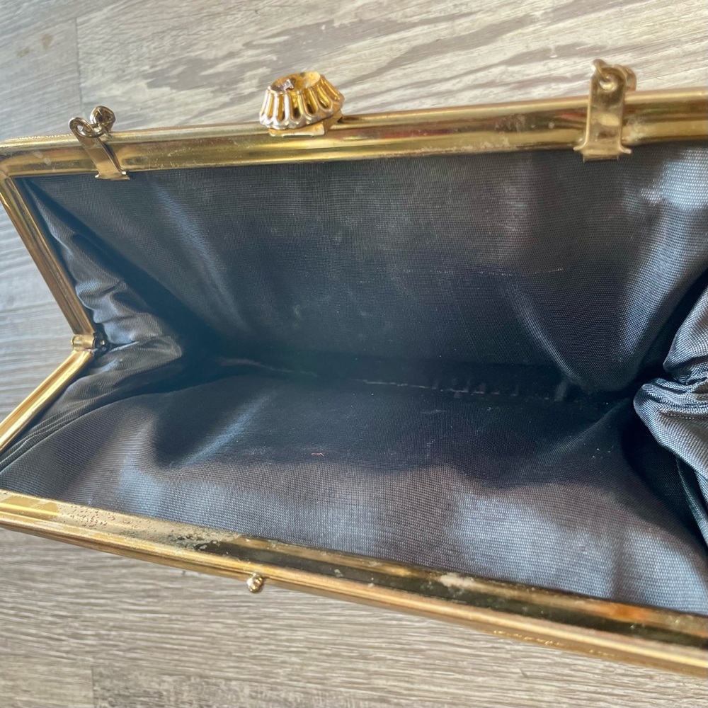 Vintage Gold Foil Metallic Snap Lock Mini Bag Purse - Picture 13 of 16